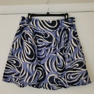 INC blue swirl cotton pleated skirt size 12